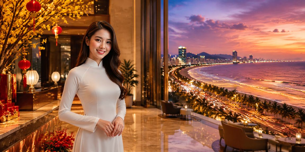 Cảnh người dùng tại Đà Nẵng trong trang phục áo dài tham gia hoạt động cá cược trực tuyến trên điện thoại